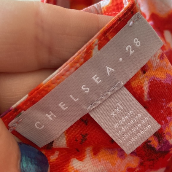 New Bright Orange Chelsea28 Floral Fit & Flare Sun Mini Dress Short XXL plus - Picture 8 of 9